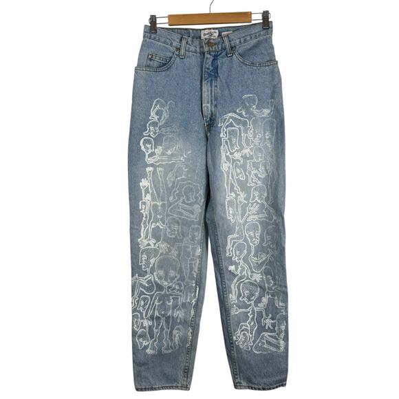 Aeropostale Jeans Womens 10 90's Baggy Light Wash Blue Denim Custom Graphic - Picture 1 of 16